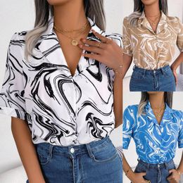 Women's Blouses Button-Up Chic Tops Casual Suit Contrast Loose Korean Fashion Women White Shirt Office Lady Basic Blouse