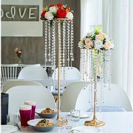 Candle Holders 2pcs 31.4"/80cm Wedding Home Decoration Flower Road Leads Gold Acrylic Crystal Table Centrepiece (Gold 31.4")