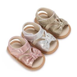 First Walkers Summer Girls Bow Sandals Soft and Comfortable Rubber Soles Princess Shoes Baby Anti slip First Step Walking Shoes d240525