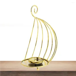 Candle Holders Creative Harp Shaped Iron Holder Middle East Home Decoration Romantic Candlestick Art Style Metal Crafts (Gold)