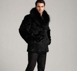 Inverno addensare capelli termici pelliccia di coniglio giacca uomo casual sopra cappotto di medio cappotti esterni neri fashion4278840