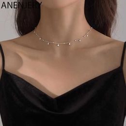 Pendant Necklaces ANENJERY Delicate Jewellery Round Bead Discs Choker Necklace for Women Party Clavicle Chain Necklace Gifts Wholesale S-N695 Q240525