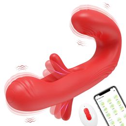 Tongue Licking Dildo Vibrator for Women Clitoris Patting Vagina Stimulator Nipples Anal Massager Vibrating Adult Sex Toy Couples 240507