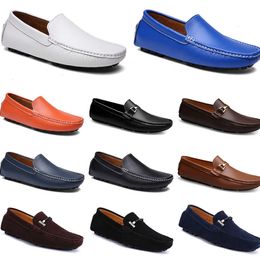 leathers doudous men casual drivings shoes Breathable soft sole Light Tans black navys whites blues silver yellows grey footwears all-match outdoor cross-39