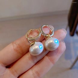 Hoop Earrings Korean Version Arrival Light Luxury High Quality Niche Style Oval Mermaid Princess Pearl For Girls Jewellery