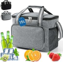 15L Foldable Thermal Bag for Picnics Small Portable Insulated Cooler Bag Lunch Box Waterproof Thermal Lunch Tote Handbags 240514