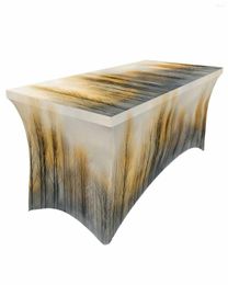 Table Skirt Oil Painting Abstract Tree Elastic Wedding Birthday Decoration Tablecloth For Party