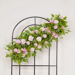 Decorative Flowers Arrangement Wedding Arch Decor Wall Hanging Long Strip Floral Row Party Stage Backdrop Layout Po Props Birthday