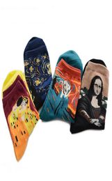 Whole Famous European Art Socks Women Paint Female Socks Madam Casual Tube Socks Vintage Fashion Classic Oil Lady Cotton Wome4249534