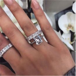 Handmade Promise Ring 925 sterling silver Bijou Princess cut AAAAA Cz Engagement Wedding band rings for women men Jewelry Kdstm