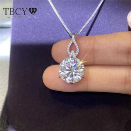 Anhänger Halsketten Tbcyd 8ct D Farbe VVS1 Moissanit Halskette Anhänger für Frauen mit GRA 925 Sterling Silber Brilliant Rund Cut Diamond Neck Kette Q240525