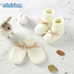 First Walkers Baby shoes knitted newborn baby boy girl first walker soft sole baby neutral front walker non slip shoelaces d240525