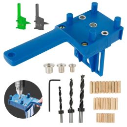 Dowel Jig Kit Woodworking Drill Guide Fits 6/8/10mm Drill Bits Wood Drilling Straight Doweling Hole Saw Locator Woodworking Tool