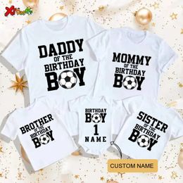 Funny Football Print Father Mother Kids T-Shirt Baby Body Suit Cotton Summer Family Matching Sets Mom Dad Children Match Clothes 240520
