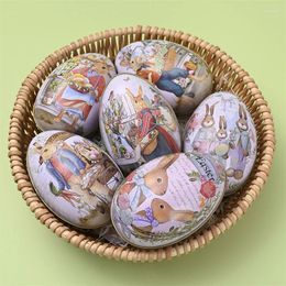 Party Favour 3pcs Easter Tinplate Egg Colour Iron Candy Eggshell Gifts For Kids DIY Happy Day Decors Box