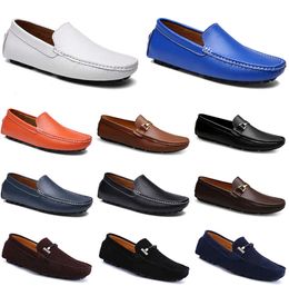 leathers doudous men casual drivings shoes Breathable soft sole Light Tans black navys whites blue silver yellows greys footwears all-match outdoor cross-borders