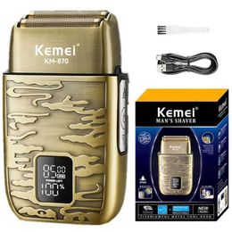 Electric Shavers Kemei Metal Hair Shavers for Men 3-Speeds Beard Electric Razor for Men Head Shavers for Bald Barber Shavers professional Q240525