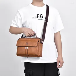 Briefcases PU Leather Briefcase Bag Handbags Messenger Cross Office Business Tote Ipad Square Wallets Sling Crossbody Shoulder Husband