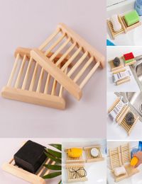 Natural Bamboo Wooden Soap Dishes Wooden Soap Tray Holder Storage Soap Rack Plate Box Container for Bath Shower Bathroom WX93838195218