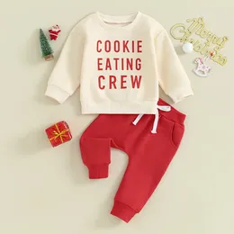 Clothing Sets Baby Boys Pants Long Sleeve Crew Neck Letters Print Sweatshirt With Elastic Waist Sweatpants Christmas Clothes