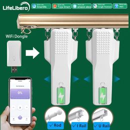 LifeLibero Tuya Wifi Smart Curtains for windows Curtain robot Motor Fit to Electric Curtain Rail Track Rod I U Support Alexa