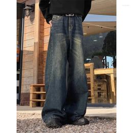 Men's Jeans American Street Retro Washed Men And Women Trendy Hip-hop Straight Leg Loose Personalized Wide Casual Pants Y2k