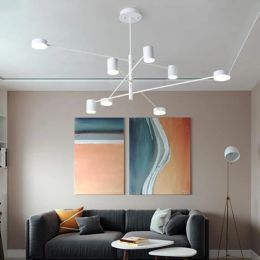 Modern Rotate LED Chandelier for Living and Dining Room Office Desks Kitchen Bar Black Pendant Lights Home Decor Light Fixture