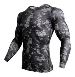 Men039s TShirts Compression Shirt Men Camouflage Long Sleeve Tight Tee Fitness 3D Quick Dry Clothes MMA Rashguard Gyms Camo T7621982