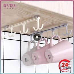 Kitchen Storage Utensils Holder Strong Adhesive Hook Under Cabinet Hanger Coffee Cups Racks For Hanging Tableware Mug Scarf Belt