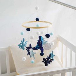 Mobiles# Baby crib mobile cartoon felt whale and mouse toy newborn music box bed clock hanging toy holder baby crib toy gift Q240525