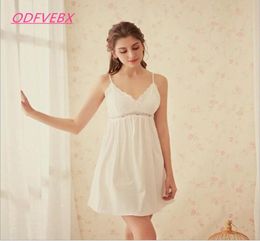 New 2018 Sling Women nightdress Summer Cotton Princess Sexy Chest Pad Nightdress Home Service Solid Color Mini skirt6655594