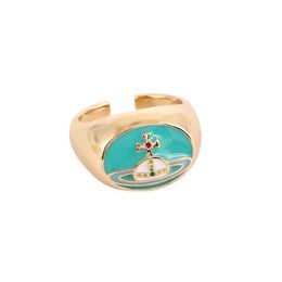 Fashion New Cross Seal Westwoods Saturn Ring with Gold Plated Ins Style Womens Jewellery Nail