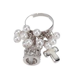 Fashion High-version Westwoods Pearl Crown Saturn Ring ins exquisite accessories Nail