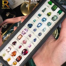 Jewelry Pouches PU Diamond Box Loose Jewellery Organizer Gemstone Beads Packaging Tray Zircon Gift Showcase