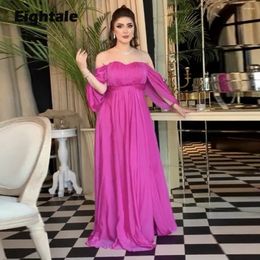 Party Dresses Eightale Arabic Evening Floor Length Off The Shoulder Fushcia Plus Size Celebrity Prom Gowns For Wedding