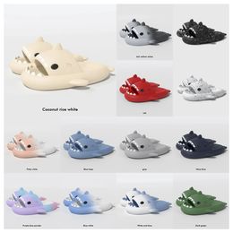 New Luxury designer woman sandal Summer Shark Slippers Men Couples Indoor Outdoor Shark Slides Thick Soled Shoes Sandals black Gradient Flip Flops