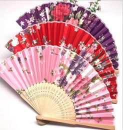 Classical Chinese Style Fabric Fan Silk Folding Bamboo Hand Held Fans Wedding Birthday Party Favors Gifts52473851820066