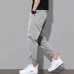 Men's Pants Mens Trousers with solid Colour elastic waist designed for everyday casual wear with solid Colour pants and ankle strap cargo pants Q240525