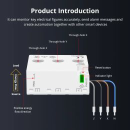 Yagusmart 3 Phase 4 Wire Smart Energy Metre 63A Tuya Zigbee WiFi Power Monitoring Alarm Sensor 208V 415V Smart Life APP Control