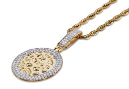 Mens Necklace Hip Hop Jewelry Iced Out Oval Pendants Zircon Designer Necklaces 18k Gold Silver Plated Chain Punk Rock Fashion Wome7166553