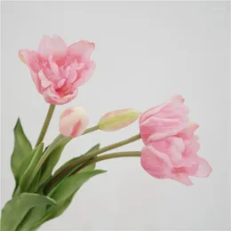 Decorative Flowers 5Branch/bunch Artificial Latex Tulip Bouquet Real Touch Tulips Bridal Wedding Table Decoration Home Party Floral