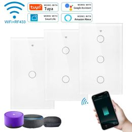 Smart WiFi Light Switch Control with Smart Life Tuya Alexa & Google Home No Neutral Wire Needed RF433Mhz Remote 1 2 3 Gang