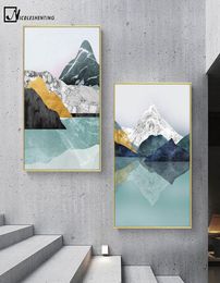 Modern Abstract Canvas Painting Mountain Forest Sunset Landscape Nordic Poster Print Wall Art Picture Home Corridor Decoration5892155