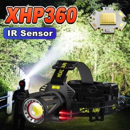 XHP360 High Power Headlamp Rechargeable Led Head Flashlight Headlight 18650 Head Light Type C Usb Charging For Fishing