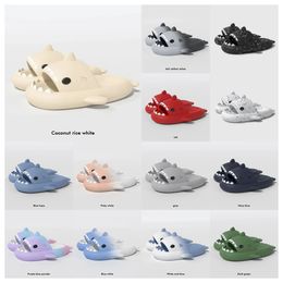 2024 Luxury designer woman sandal Summer Shark Slippers Men Couples Indoor Outdoor Shark Slides Thick Soled Shoes Sandals black Gradient Flip Flops