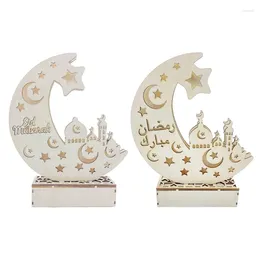 Party Decoration WoodenMoon LED Light Eid Mubarak Ramadan DIY Muslim Islamic Decor Wooden Moon Ornaments High Quality And Brand