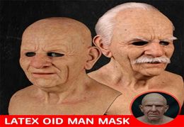 Latex Old Man Mask Male Cosplay Costume Disguise Realistic Masks Reusable Halloween Scary Funny Party Prop 2207046461403