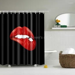 Shower Curtains Black White Sexy Flames Lip Design Custom Curtain Bathroom Waterproof Mildewproof Polyester Fabric With 12 Hooks