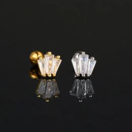 Crystal Waterdrop Earrings 1pc Tragus Piercing Flat Cartilage Ear Stud Helix Conch Rook Lobe Ear Ring Labret Jewellery Gifts CC092