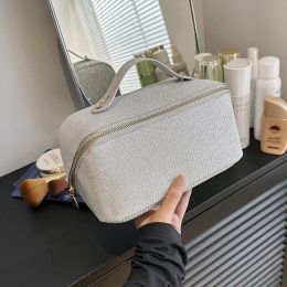ISKYBOB Women Large-capacity Makeup Bag PU Leather Sequin Glitter Travel Cosmetic Bag Toiletries Organiser Storage Handheld Box
